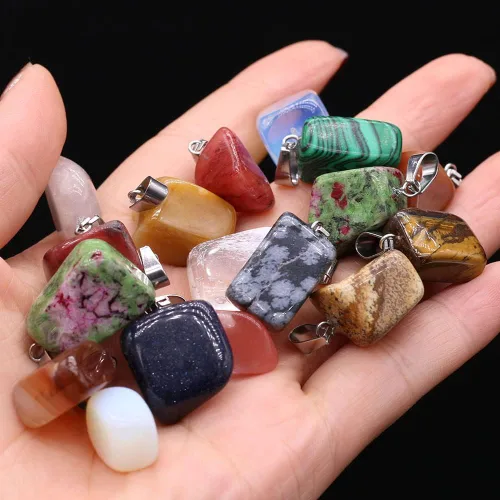 Miniatura 6 de LHJ 20 dijes de piedra natural irregulares al azar mezclados de ágata de cristal curativo para hacer joyas, collares, aretes, meditación