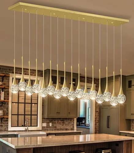 16 Luces Moderna Lámpara de Techo de Cristal Glam para Techo Alto, Lámpara Colgante LED Regulable para Escalera, Vestíbulo, Entrada, Sala de Estar,