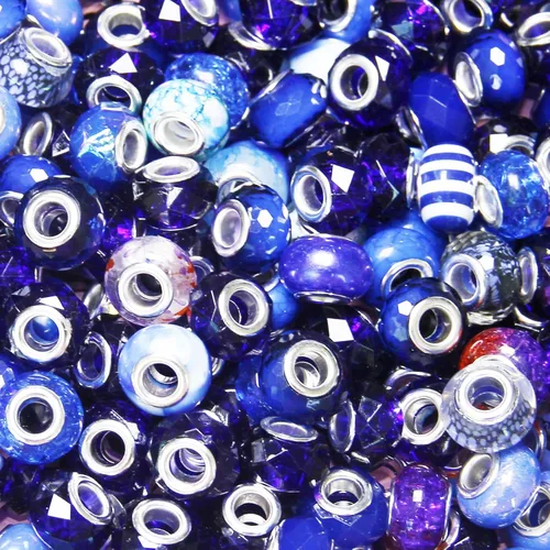 Miniatura 9 de ZYEHXED 60 Piezas Cuentas Negras de Agujero Grande, Cuentas Grandes de Artesanía Europea, Cuenta de Lampwork Murano de Agujero Grande, Cuenta