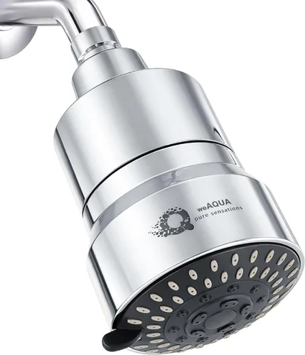 weAQUA Cabezal de ducha filtrado resistente – 5 modos de pulverización de alta presión, recomendado por dermatólogos para piel y cabello más suaves,