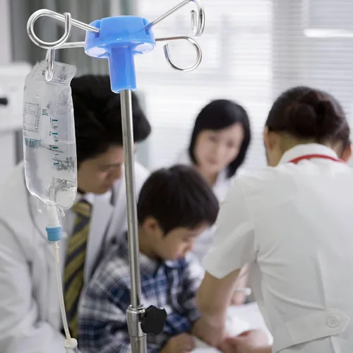 Miniatura 3 de Gancho colgante vertical del gancho del estante de la infusión del acero inoxidable con cuatro ganchos para el uso del hospital de la clínica