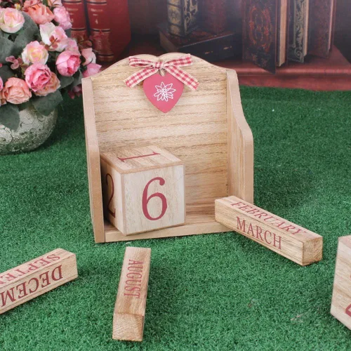 Miniatura 5 de Bloques de madera para bricolaje, calendario de escritorio perpetuo diario, accesorios de fotografía, manualidades de Navidad, decoración de oficina