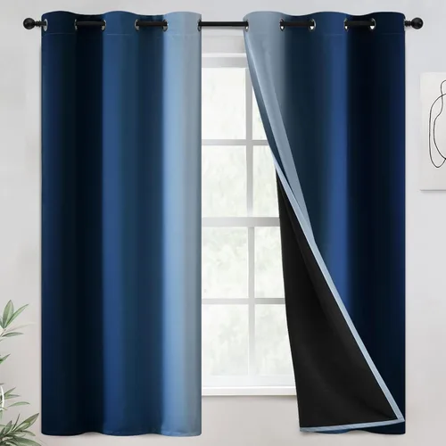 Miniatura 49 de COSVIYA - Cortinas 100% opacas y visillos con ombre, cortinas negras de 63 pulgadas de largo, 2 paneles, cortinas de oscurecimiento total