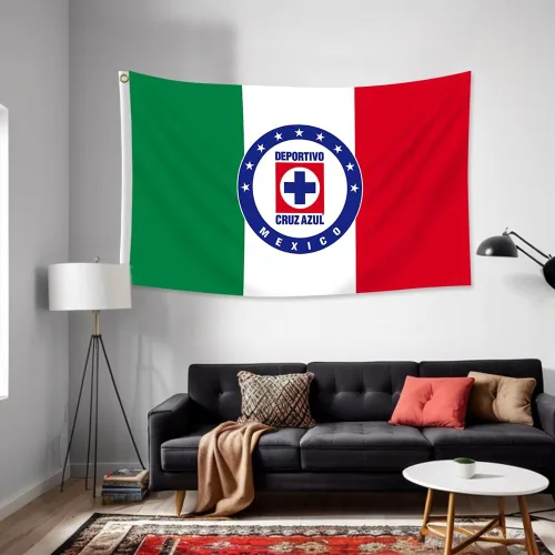 Miniatura 6 de Cruz Azul - Bandera tricolor de México Futbol Club, A.C. Bandera de 3 x 5 pies de doble cara Bandera de fútbol La Maquina Celeste resistente