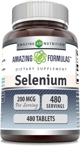 Amazing Formulas Selenio 200 mcg 480 tabletas Suplemento | Sin OMG | Sin gluten | Fabricado en Estados Unidos