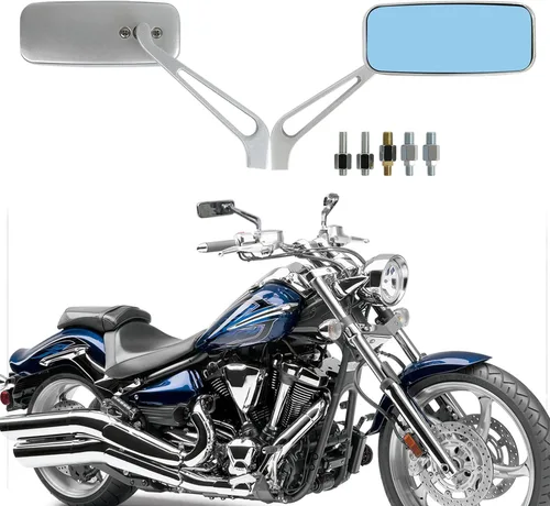 Miniatura 9 de 8 mm 10 mm Espejos retrovisores laterales negros para motocicletas Blade Compatibles con Harley Sportster Custom Iron 883 Road King Street Softail