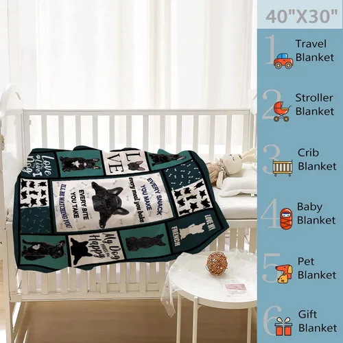 Miniatura 3 de Manta de Bulldog Francés – Manta de Franela de Forro Polar Súper Suave para Regalos, Colcha de Cama para Decoración del Hogar para Sofá Cama Durante