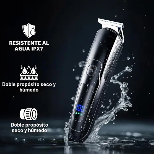 Miniatura 6 de Cortadora de barba para hombres, 20 ajustes de longitud, kit de aseo inalámbrico 14 en 1, maquinilla de afeitar eléctrica impermeable para hombres