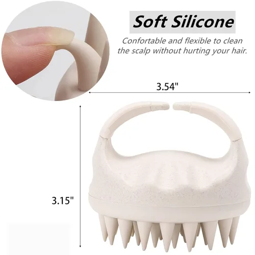 Miniatura 2 de Cepillo de champú con masajeador de cuero cabelludo Cepillo de limpieza del cabello Cerdas de silicona para exfoliar el cuero cabelludo para Beige