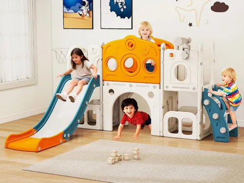 Miniatura 10 de GITAWUSA Juego de tobogán para niños pequeños 8 en 1, juego de juego para interiores y exteriores para niños de 1, 2 y 3 años, tobogán para escalar