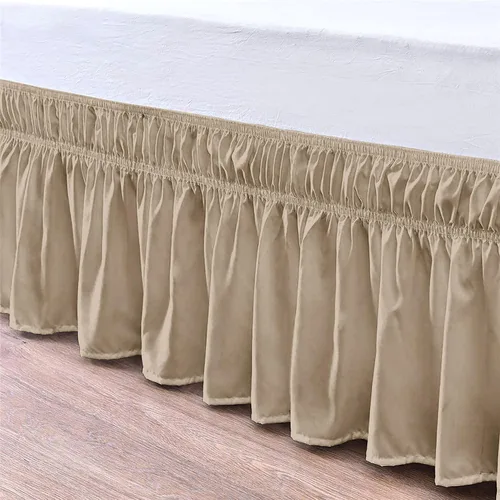 Miniatura 3 de Pure Eco Falda de cama envolvente tamaño individual de 10 pulgadas con caída a medida con tres lados de tela ajustables y cinturones elásticos