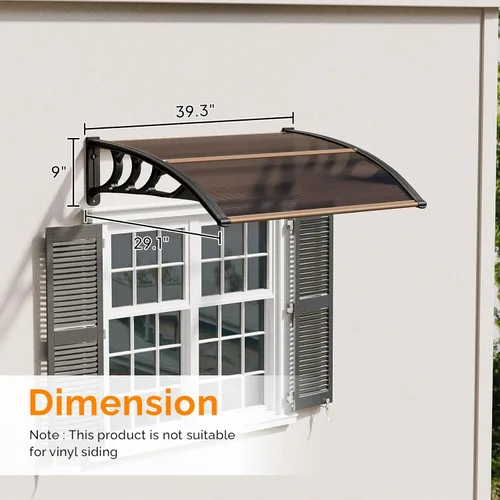 Miniatura 3 de VINGLI Toldo para Ventana Toldo para Puerta Exterior, 30" x 40" Toldos para Puertas Cubierta de Policarbonato Toldo para Puerta de Patio Protección
