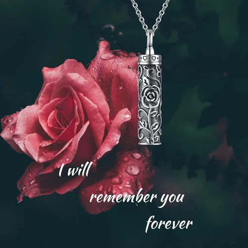 Miniatura 12 de Collar con colgante de urna de cenizas de cremación y árbol de la vida para mujer, plata de ley US1