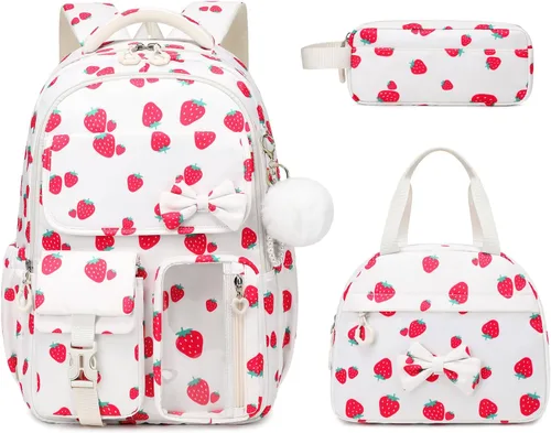 Miniatura 12 de Mochila para niñas, mochila escolar para niñas, bonita mochila con lazo para niñas, niños y adolescentes, para estudiantes de escuela primaria