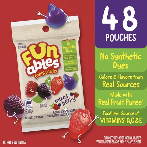 Miniatura 5 de Bocadillos de fruta Funables, bocadillos de bayas mixtas, paquetes de 2.5 onzas (paquete de 48)