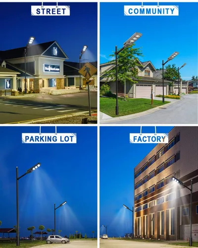 Miniatura 7 de Luz de calle solar de 6000 lúmenes, paquete de 2 luces LED solares de 500 W para exteriores, del atardecer al amanecer con sensor de radar
