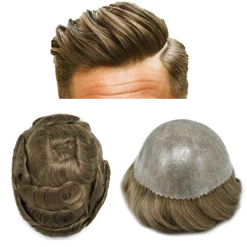 Miniatura 93 de Toupee - Cabello humano para hombre, 64 colores, transparente, piezas de pelo de piel de polietileno para hombres, sistema de reemplazo de cabello