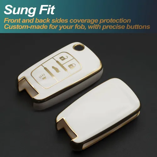 Miniatura 3 de FEYOUN Funda para llavero compatible con Buick Encore Chevy Chevrolet Camaro Equinox Impala Sonic Trax GMC Terrain Flip 4 botones TPU remoto sin