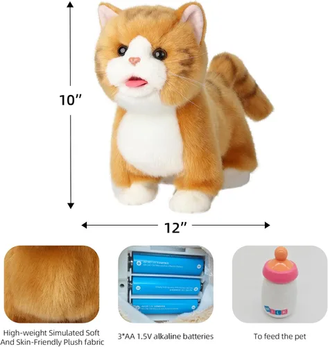 Miniatura 2 de CU-MATE Juguetes eléctricos de peluche de 12 pulgadas, juguete electrónico de peluche para gato, robot interactivo, juguete interactivo
