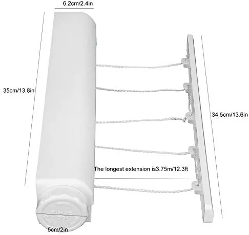 Miniatura 3 de Cuerda de secado telescópica, tendedero retráctil para lavandería, hogar, balcón, hotel (cinco cuerdas), tendedero retráctil para exteriores