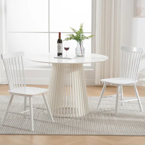Miniatura 14 de Kmax Juego de 4 sillas de comedor vintage, sillas Windsor con patas de madera maciza, estilo campestre, nogal Nuez