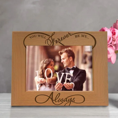 Miniatura 4 de KATE POSH - Marco de fotos de madera natural grabado con texto en inglés "You Will Forever be My Always". Marco de fotos de madera natural grabado