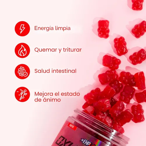 Miniatura 7 de EHP Labs OxyShred Gummies - Gomitas preentrenamiento y masticables energéticos con 100 mg de cafeína, L-carnitina para apoyo térmico y metabólico