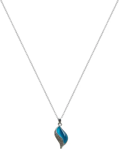 kdhgoo Collar de aguamarina natural para mujeres y niñas, diseño único ovalado de piedra natural con temática de mar, cadena de hueso, regalos de