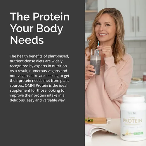 Miniatura 5 de BRAINMD Dr Amen OMNI Protein Vanilla - 2.38 libras - Proteína en polvo a base de plantas - Promueve la recuperación de energía y ejercicio - Vegano