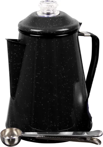 Miniatura 2 de IN FUSION Caldera de camping con revestimiento de esmalte y tapa de vidrio para mochileros, camping, cocina, sobre estufa y olla hace que 12 tazas