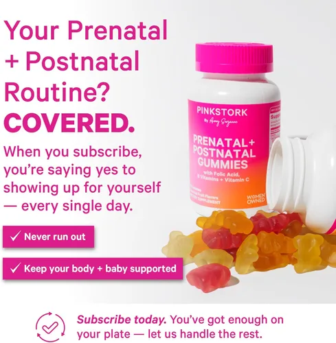 Miniatura 4 de Pink Stork Fertilidad + vitaminas prenatales + gomosas posnatales – Apoyo completo para el viaje de la maternidad – Multivitamínico con folato