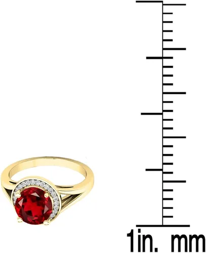 Miniatura 145 de Dazzlingrock Collection Anillo de compromiso redondo de 0.276 in con halo de diamante blanco y vástago dividido para ella en oro macizo de 14