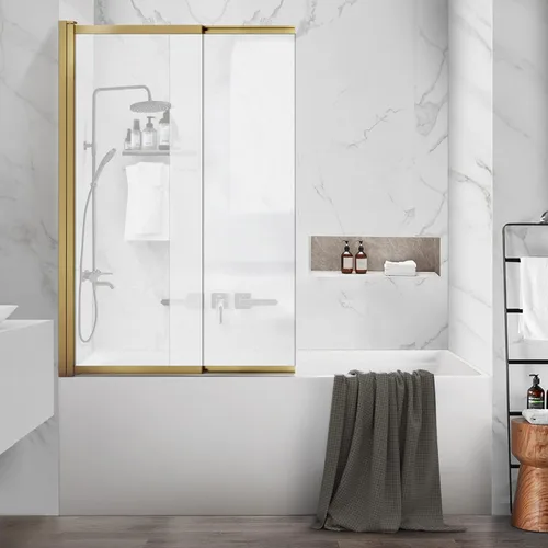 Miniatura 14 de Puerta de ducha con columpio para bañera, 30 pulgadas de ancho x 55 pulgadas de alto, puerta de baño con sello inferior, puerta de vidrio plegable