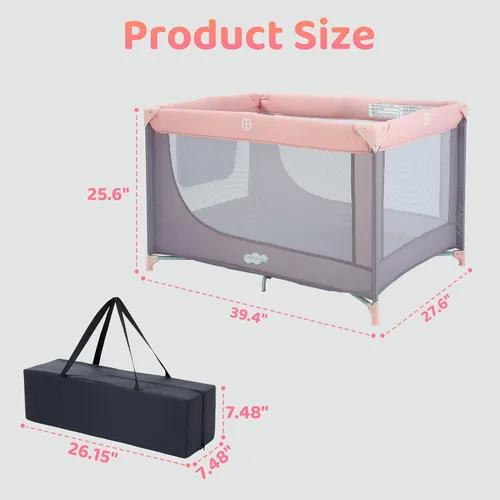 Miniatura 2 de Pamo Babe Colchón portátil para cuna de bebé, corrales de juegos Rosa