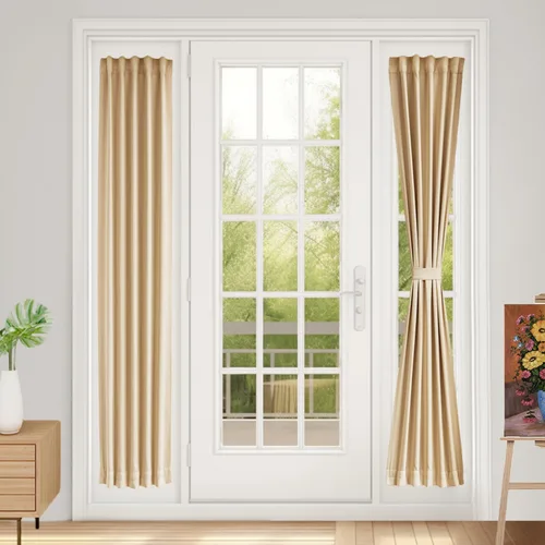 Miniatura 92 de Vatge - Cortinas autoadhesivas para puerta francesa, tratamiento de ventana con filtro de luz sin varillas ni perforaciones para puertas de cristal