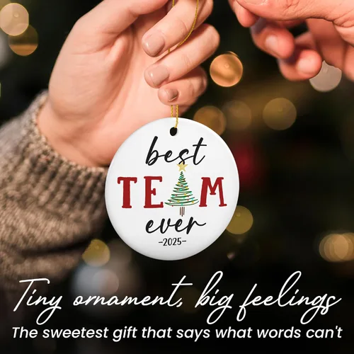 Miniatura 5 de TEEZWONDER Regalos para compañeras de trabajo y amigas - Adornos navideños de cerámica 2025 para decorar el árbol - Regalo de Navidad y cumpleaños