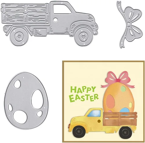 Miniatura 6 de ALIBBON 2 piezas de marco de huevo de conejo de Pascua troquelado para hacer tarjetas, troqueles de corte de Pascua, moldes de plantilla de metal