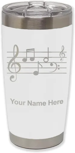 Miniatura 35 de LaserGram Vaso aislado al vacío de 20 onzas, personal de música, grabado personalizado incluido (negro)