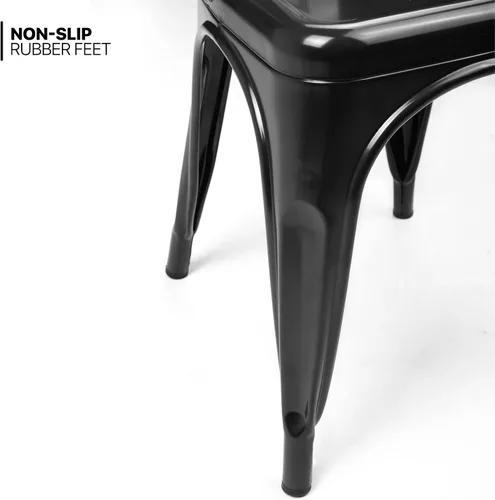 Miniatura 6 de MoNiBloom Juego de 4 sillas de comedor de metal de 18 pulgadas para interiores y exteriores, apilables, con respaldo alto para uso en el hogar, Negro