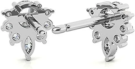 Miniatura 2 de IGI - Aretes redondos de diamantes de laboratorio con certificación Lotus en oro amarillo blanco de 14 k para mujer (color H-I, claridad VS2-SI1)