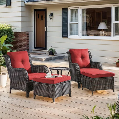 Miniatura 45 de Belord Juego de muebles de exterior, sillas de mimbre para patio, muebles de ratán de 3 piezas con mesa auxiliar, juegos de sillas bistró de patio