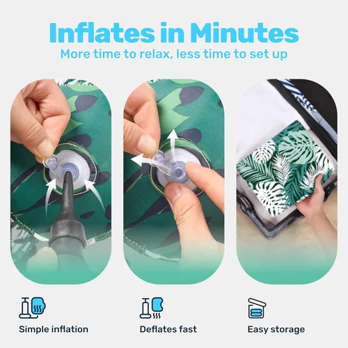 Miniatura 7 de Sloosh Sillas flotantes de piscina para adultos, sillas inflables de piscina, hamaca flotante con patrón de plantas para adultos, flotadores