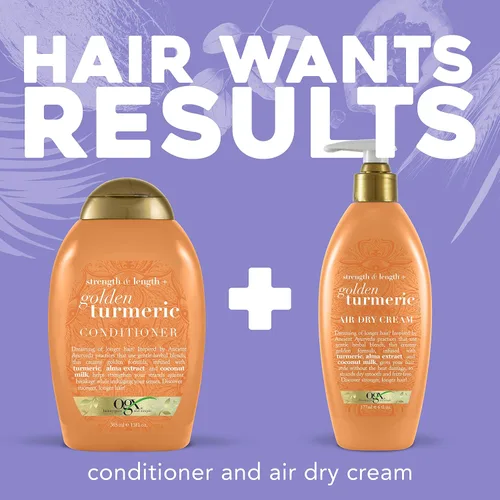 Miniatura 4 de OGX Strength Length + Acondicionador de cúrcuma dorada con leche para calmar el cuero cabelludo, nutre el cabello, surfactantes sin sulfato ayurveda