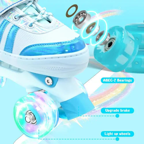 Miniatura 3 de Patines de ruedas para niñas, niños y niños, 4 tamaños ajustables, para interiores y exteriores, con ruedas iluminadas para principiantes de 3 a 12