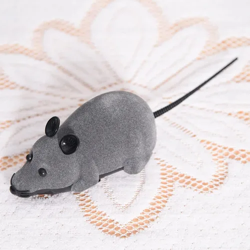 Miniatura 5 de Juguete de control remoto para gatos, juguete electrónico de rata para gatito, divertido simulación de persecución, juguetes de animales, regalo Gris