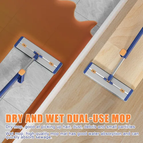 Miniatura 6 de Mopa plana autoescurrible de microfibra de 16.5", mopas húmedas y secas para limpiar pisos, con mango largo de 55" para limpiador de paredes