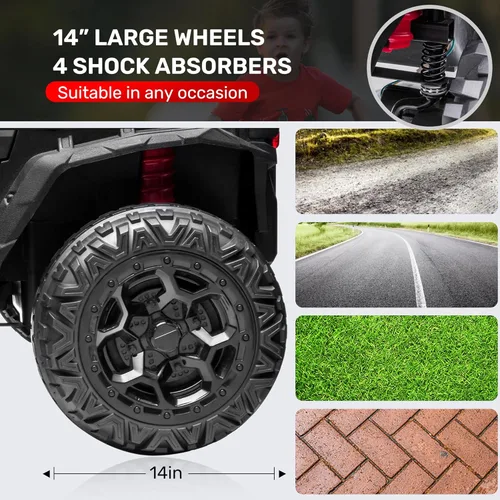 Miniatura 4 de ANPABO Juguetes de paseo de 24 V para niños grandes con control remoto, motores de 4 x 75 W, máximo 4.5 MPH, conmutable 4WD/2WD, 4 amortiguadores