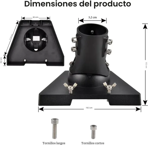 Miniatura 7 de Adaptador de tubo PowGrow para Starlink Gen 3, adaptador ajustable de montaje en poste para plato estándar Starlink V3, aleación de aluminio, negro