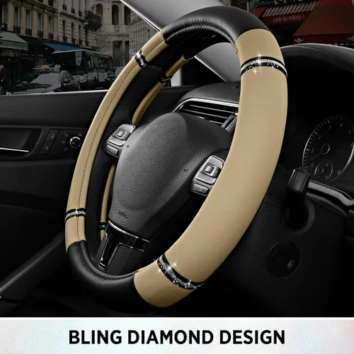 Miniatura 6 de Road Comfort - Funda de cuero antideslizante para volante de automóvil, ajuste universal para automóviles, camiones y SUV de 14.5 a 15 pulgadas