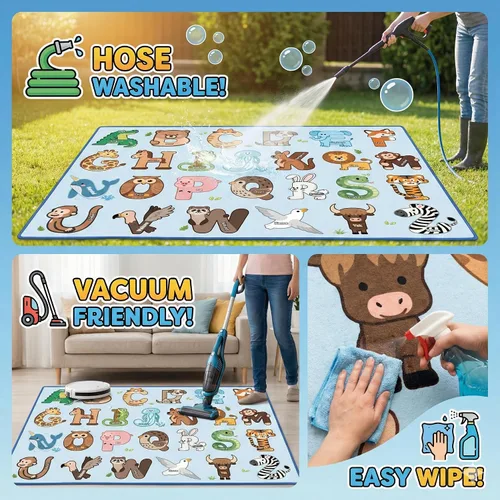 Miniatura 7 de Alfombras infantiles para sala de juegos, alfombra ABC de 2.5 x 4 pies para niños pequeños, alfombra de aprendizaje educativo, alfombra